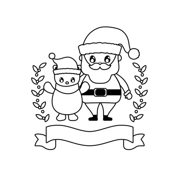 Santa Claus et ours polaire sur fond blanc — Image vectorielle