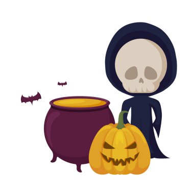 simgeler cadılar bayramı ile ölü bir kafatası kılığında çocuk