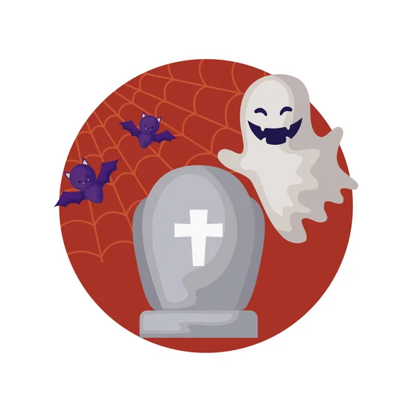 Lápida cementerio en la escena halloween — Archivo Imágenes Vectoriales