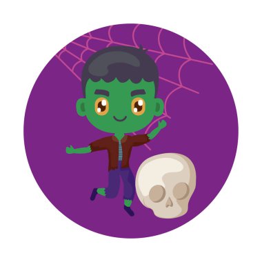 frankenstein kılığında sevimli çocuk