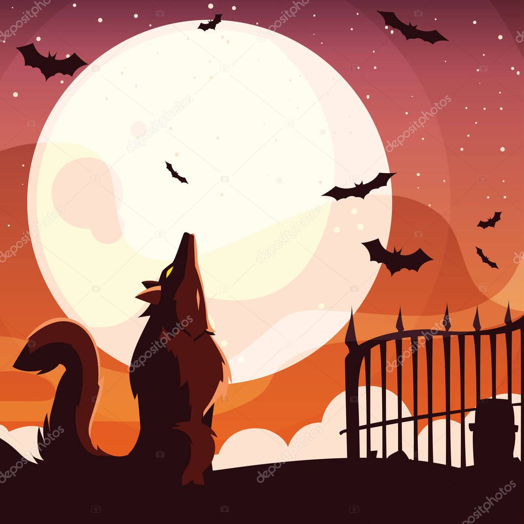 Halloween wolf vector design