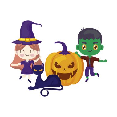 simgeleri cadılar bayramı ile gizlenmiş çocukların sahne