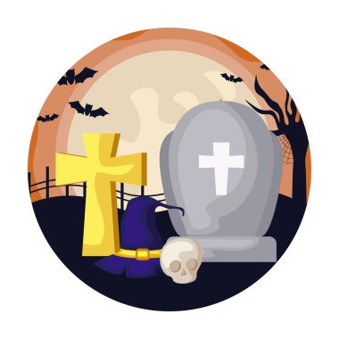 sahne cadılar bayramı mezarlık mezar taşı