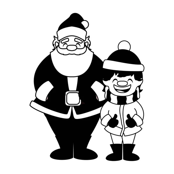 Chlapec a Santa Claus v bílém pozadí — Stockový vektor