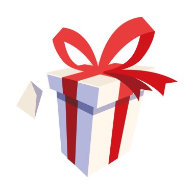 Beyaz arka planda kurdeleli hediye kutusu