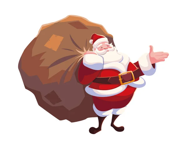 Santa Claus con bolsa de regalos sobre fondo blanco — Archivo Imágenes Vectoriales