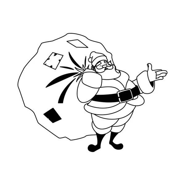 Santa claus avec sac de cadeaux sur fond blanc — Image vectorielle