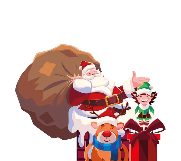 Χριστουγεννιάτικη κάρτα του Αγίου Βασίλη με τσάντα με δώρα — Διανυσματικό Αρχείο