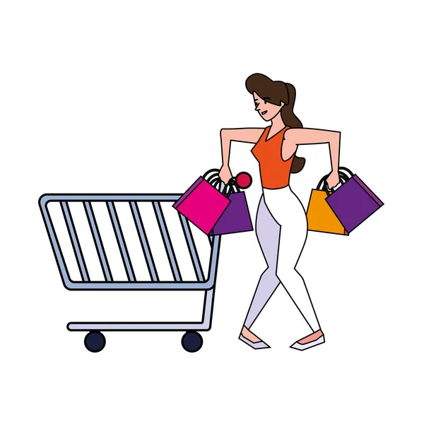 Femme isolée shopping vecteur design — Image vectorielle