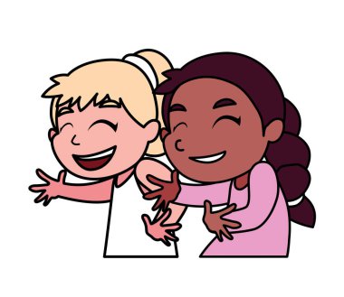 İzole kızlar çizgi film vektör tasarımı