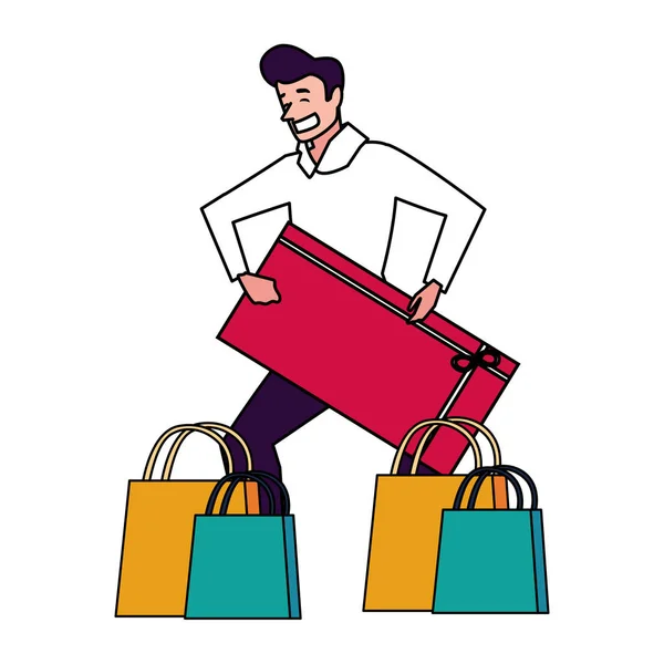 Isolated man shopping vector design — Stock Vector