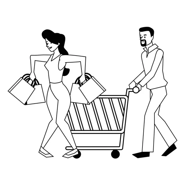 Isolated woman and man shopping vector design — Stock Vector