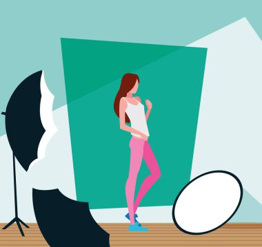 Stüdyo vektör tasarımlı süper model kadın