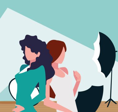 Stüdyo vektör tasarımındaki süper modeller