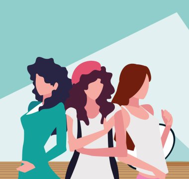 Stüdyo vektör tasarımındaki süper modeller