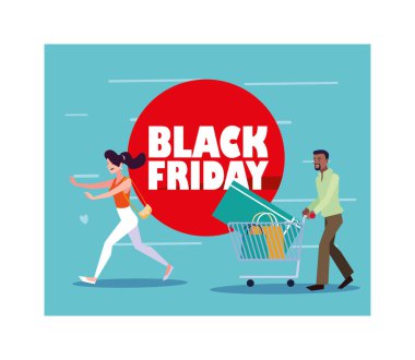 Kara Cuma alışveriş vektörü tasarımı