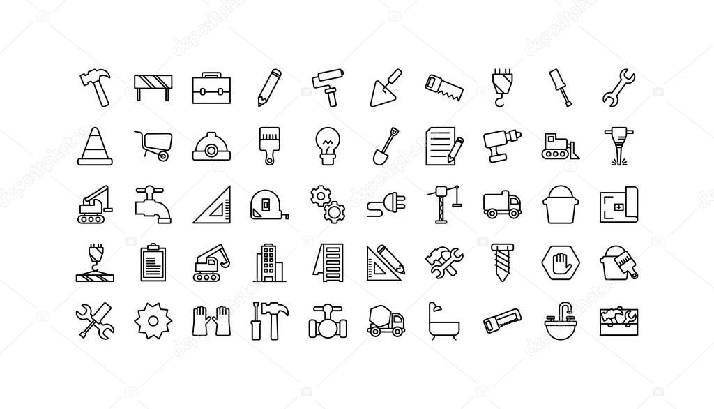 Isolated construction icon set line vector design