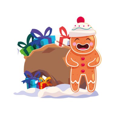 Mutlu noeller zencefilli kurabiye adam çizgi film tasarımı