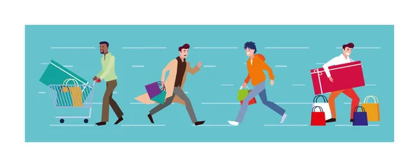 Hommes shopping vecteur design — Image vectorielle