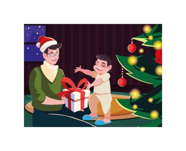 Mutlu noeller aile vektör tasarımı