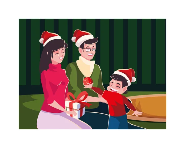 Feliz Navidad familia vector de diseño — Archivo Imágenes Vectoriales