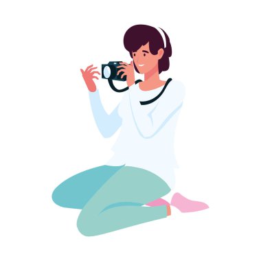 Kadın resim vektör tasarımı alıyor