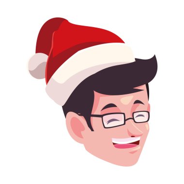 Noel Baba şapka vektör tasarımlı bir adam.