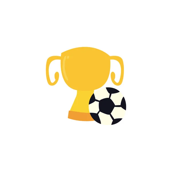 Trofeo de oro con pelota de fútbol en fondo blanco — Vector de stock