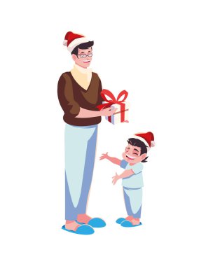 Baba oğul ve Noel Baba şapka tasarımı.