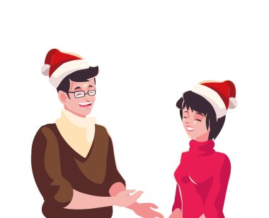 Noel Baba şapkası tasarımı olan çift