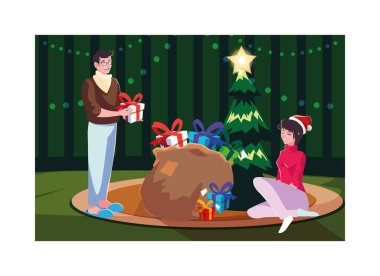 Mutlu noeller aile vektör tasarımı