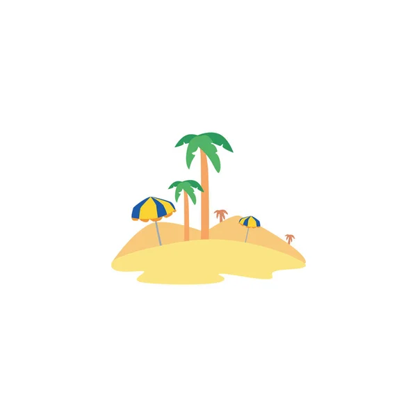 Palm med kokos i ö på vit bakgrund — Stock vektor