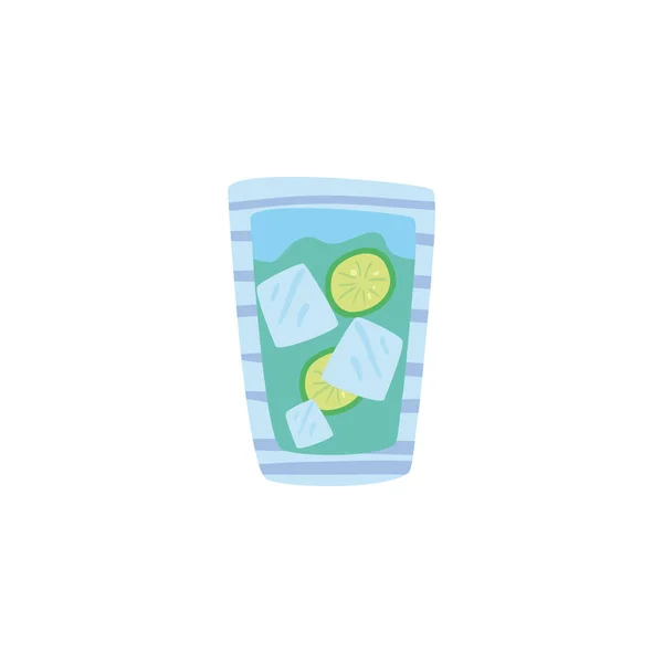 Glas mit erfrischendem Getränk auf weißem Hintergrund — Stockvektor