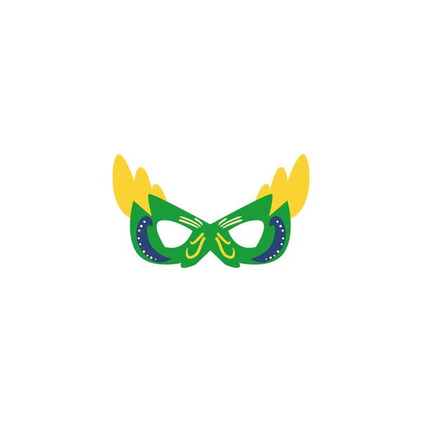 Masque de carnaval plat sur fond blanc — Image vectorielle