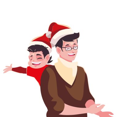 Baba oğul ve Noel Baba şapka tasarımı.