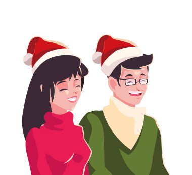 Noel Baba şapkası tasarımı olan çift