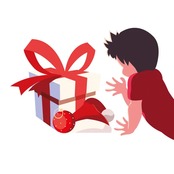 Ребёнок с векторным дизайном рождественских подарков — стоковый вектор