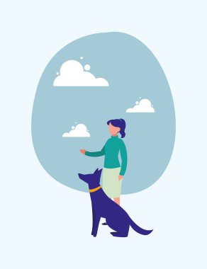 Köpek ve Avatar kadın vektör tasarımı
