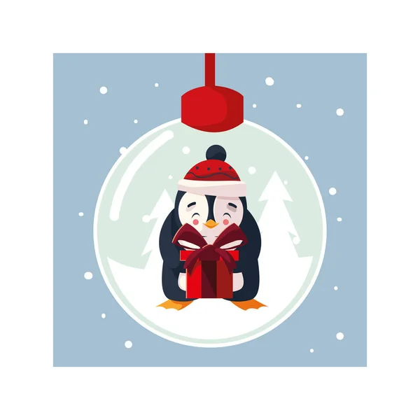 Feliz Navidad pingüino diseño de vectores de dibujos animados — Vector de stock