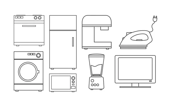 Variedade eletrodomésticos ícone conjunto pacote vetor design —  Vetores de Stock