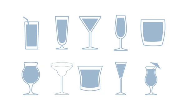 Variety cocktails icon set pack vector design — Stock Vector