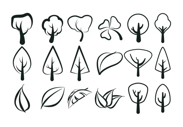 Variety bomen pictogram set pack vector ontwerp — Stockvector