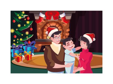 Mutlu noeller aile vektör tasarımı