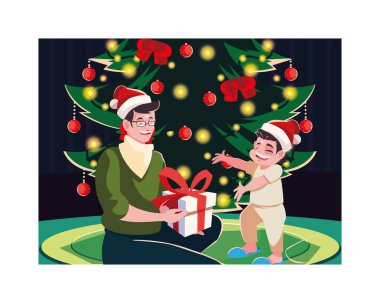 Mutlu noeller aile vektör tasarımı