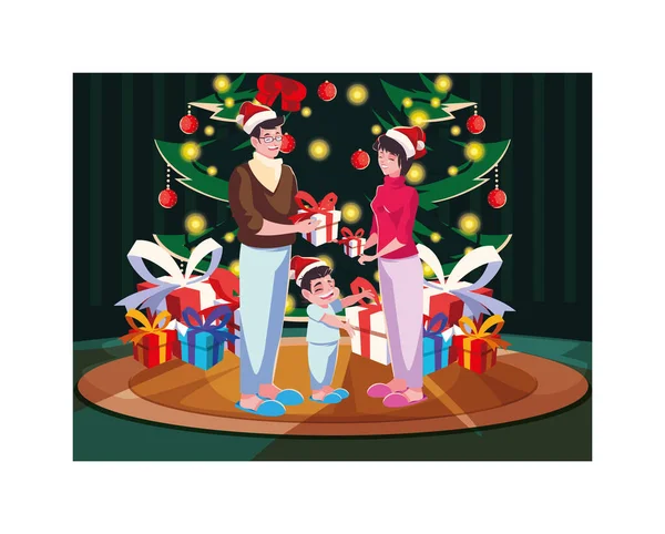 Mutlu noeller aile vektör tasarımı