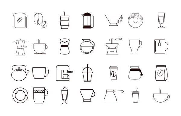 Varietà icona del caffè set pack design vettoriale — Vettoriale Stock