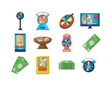 Çeşitlilik rulet simgesi paket vektör tasarımı