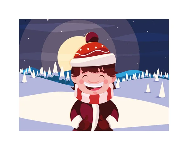 Merry christmas kid vector design — Stock Vector