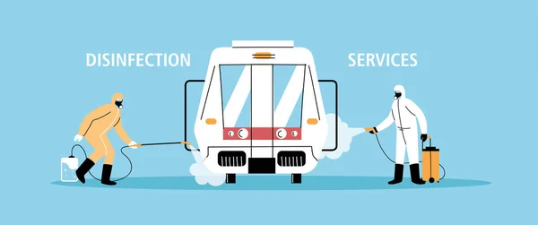 Servicio de desinfección del metro por coronavirus o covid 19 — Archivo Imágenes Vectoriales