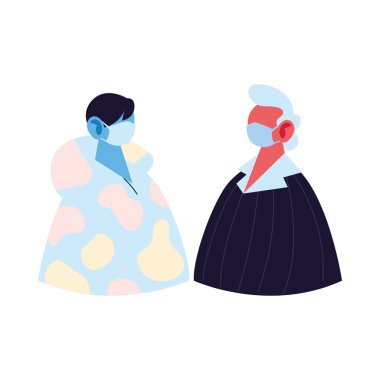 Erkekler, maskeli vektör tasarımlı karikatürleri avatarlar